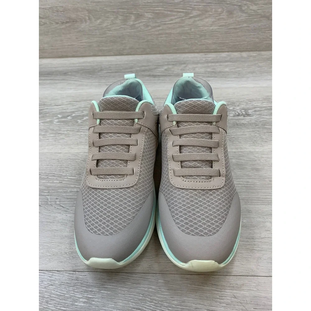 Vionic Krisha Walking Sneakers Taupe Mint Green Orthotic Shoes Women's 7 Wide